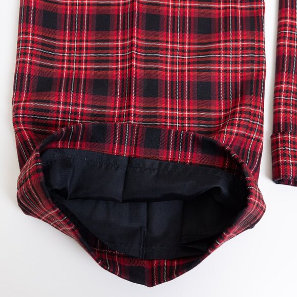Peter Nygard Wide Leg Plaid Pants Red Black Wool Blend Tartan Canada Size 12 - Picture 10 of 13